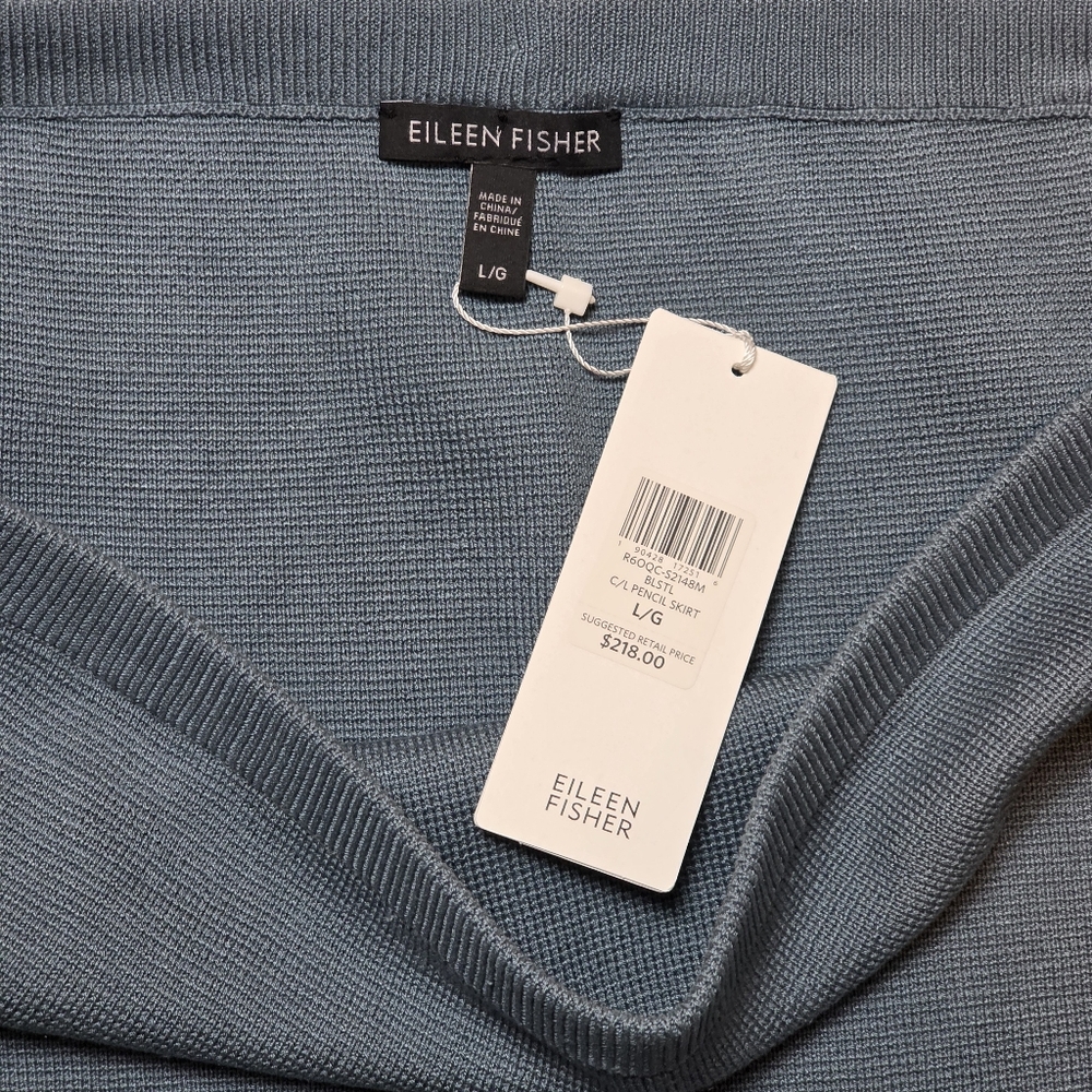 NWT Eileen Fisher Women's Silk Organic Cotton Midi Pencil Skirt Large - Picture 6 of 8